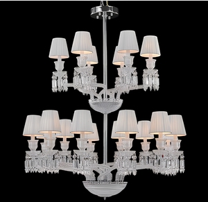 Lustre en cristal avec abat-jour blancs, style Hollywood Glamour, éclairage de plafond pour la décoration du salon - Product Image 1