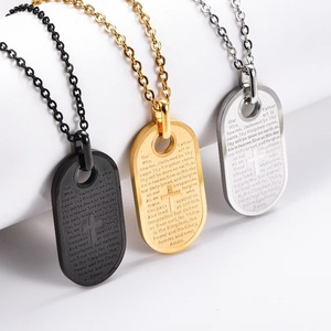 Collana con Ciondolo a Croce in Acciaio Inossidabile con Versetto Biblico Inciso, Disponibile in 3 Colori, Gioiello Regalo Religioso per Lui e Lei - Product Image 4