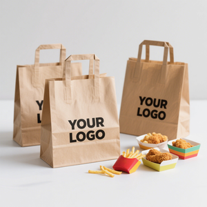 Bolsas de Papel Kraft Blancas y Marrones Económicas con Logotipo, Bolsa de Compras de Papel con Logotipo, Bolsas de Papel Kraft para Llevar con Asas - Product Image 1