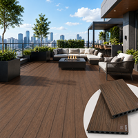 Planche de terrasse en composite bois-plastique à grain de bois, design moderne, co-extrusion, résistante aux intempéries, antidérapante, revêtement de sol WPC
