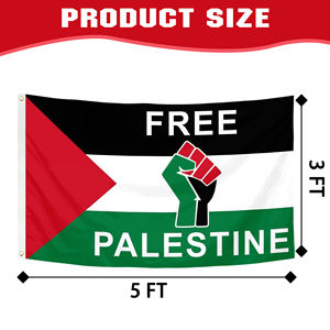 Drapeau de la Palestine Libre 3x5 pieds avec symbole du poing, bannière de protestation résistante à la décoloration en polyester pour les rassemblements pour la liberté et les manifestations pour la paix - Product Image 2