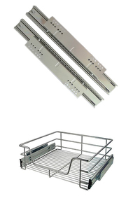 45mm thép tủ bếp bóng mang kéo ra 3 lần mềm Đóng Giỏ ngăn kéo trượt bên gắn Ngăn kéo trượt - Product Image 2