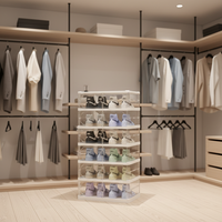 Armoire à chaussures pliable en plastique à 6 niveaux, facile à assembler, avec porte transparente, rangement domestique, écologique et durable