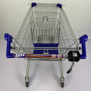 यूरोपीयन शैली 4 पहियों ने बाल सीट स्टोर सुपरमार्केट मेटल शॉपिंग ट्रोली कार्ट सिक्का लॉक के साथ - Product Image 6