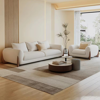 Moderno Conjunto de Sofá de Tres Plazas de Tela Italiana, Diseño Cómodo para Sala de Estar, Relleno de Espuma, Materiales de Madera para Apartamentos y Villas
