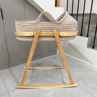 Panier de rangement pour bébé en crochet doux, panier Moïse en corde de coton tissé à la main pour la décoration de la chambre de bébé