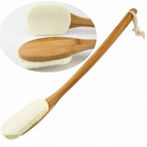 Bathroom Accessories Curved Handle <b>Bath</b> Brush With Loofah for Shower Exfoliating - Product Image 6