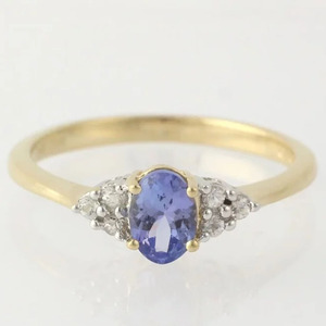 Gold Plated 925 Sterling Silver Opal &amp; Tanzanite Tiny <strong>Dainty</strong> <strong>Ring</strong> - Product Image 3