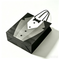 Sacs cadeaux en papier à motif de costume noir pour hommes, pour anniversaire, mariage, témoin, emballage de remerciement