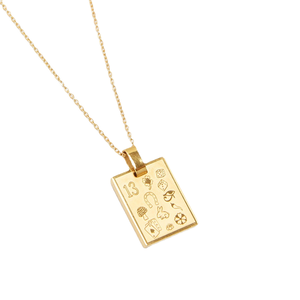 Collana in Acciaio Inossidabile 18k con Dodici <span class=keywords><strong>Segni</strong></span> <span class=keywords><strong>Zodiacali</strong></span>, Pendente Quadrato di Alta Qualità e Personalizzato - Product Image 1