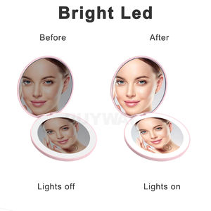 مرآة مستحضرات تجميل صغيرة قابلة لإعادة الشحن أثناء السفر محمولة باليد بشاشة لمس ذكية حقيبة يد مكياج ليد مرآة ليد - Product Image 2