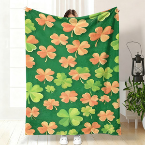 Manta de Franela con Diseño de Trébol de Cuatro Hojas, Manta para Siesta, Lavable a Máquina, Resistente a la Decoloración, para Cama, Sofá, con Impresión Personalizada YH-MT - Product Image 6