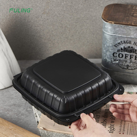Boîte alimentaire jetable en plastique MFPP FULING à 3 compartiments avec couvercle à charnière, type clamshell, pour emporter