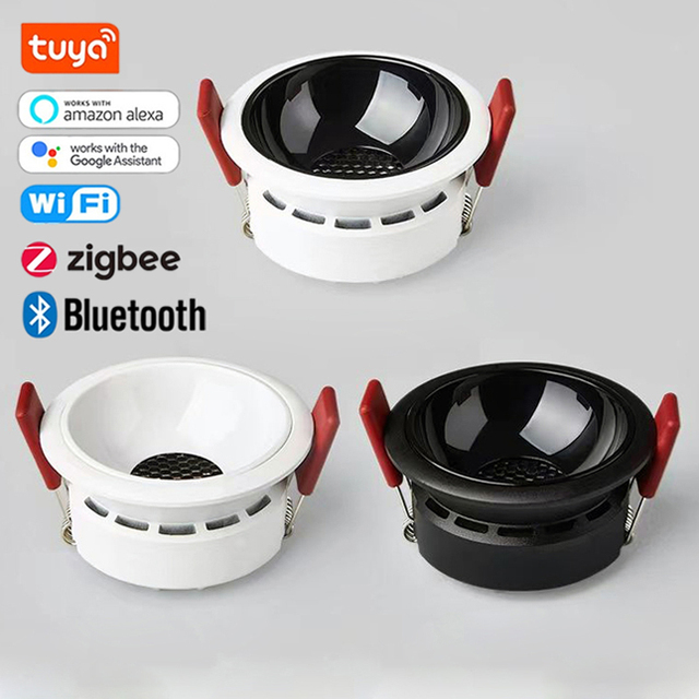 7w 10w 15w 20w Black White 0-10v Wifi Zigbee Smart Dimmable Cct Tuya 24v Led Downlight Ceiling Recessed Cob Downlight