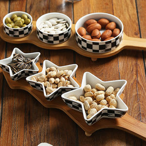 <span class=keywords><strong>Assiette</strong></span> en céramique de fruits secs à 3 compartiments bol de trempage de sauce soja plateau de service décoration de table - Product Image 3