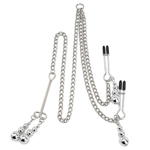Cadena corporal de aleación de zinc plateada con colgante de bola y pinzas para pezones, para uso erótico en adultos, accesorio de moda para discoteca. - Product Image 4