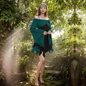 Baige 2024 Costume da fata medievale vestito da donna rinascimentale Halloween Elf ragazze Cosplay <span class=keywords><strong>accessori</strong></span> - Product Image 4