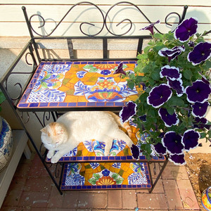 Mosaic <b>Flower</b> Stand 3 Tier Tile Shelf Outdoor Garden Storage Rack <b>For</b> Courtyard Balcony Entrance - Product Image 4