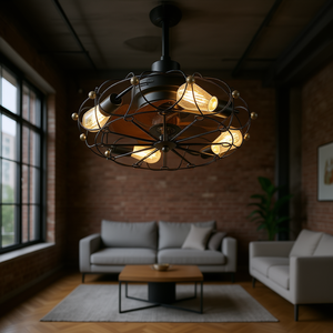 Modern Industrial <b>LED</b> Ceiling Fan <b>Light</b> 3 Blades DC Motor Warm White 4 Speed Remote <b>Control</b> Embedded Black ABS - Product Image 2