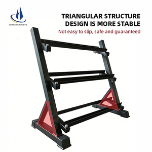 Wholesale Gym Fitness Equipment High-end Adjustable 3 Tier 15 Pair Triangle <strong>Hex</strong> Rubber <strong>Dumbbell</strong> <strong>Set</strong> <strong>Rack</strong> - Product Image 4