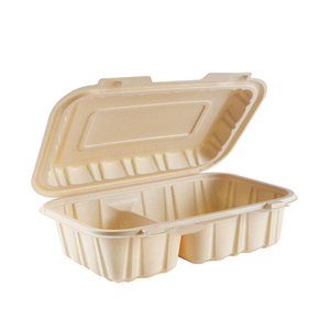 Lấy đi thực phẩm <span class=keywords><strong>container</strong></span> dùng một lần Hộp Ăn Trưa với nắp lò vi sóng 2 ngăn phân hủy sinh học bao bì món ăn cho nhà hàng - Product Image 5