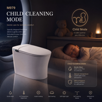 Bidet intelligent de luxe allongé à chauffage instantané sans réservoir, écran numérique, capteur de pied, chasse d'eau automatique, fixation au sol, télécommande