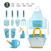 Kit d'outils de jardinage en acier inoxydable pour enfants : truelle, râteau, cultivateur, sac de rangement en forme de fleur, arrosoir pour plantation en extérieur