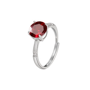 Bagues solitaires ajustables en argent sterling 925 brossé avec pierre naturelle, design délicat, cristal grenat, vente en gros - Product Image 1