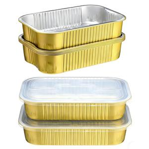 Conteneur rectangulaire jetable en aluminium doré de grande capacité (3500 ml) résistant aux hautes températures pour barbecue - Vente en gros - Product Image 1