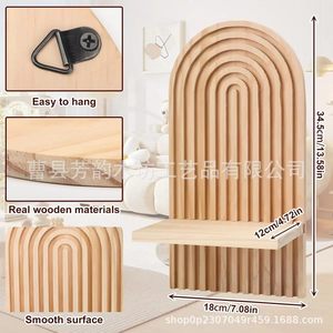 Wall Mounted Wooden <b>Shelf</b> <b>Pine</b> Wood Wave Shape Display Rack For Home Decor - Product Image 4