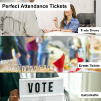 Billets d'entrée blancs enroulés de 150 g/m², 1x2 pouces, pré-perforés et numérotés, 2000 pièces/rouleau pour l'école