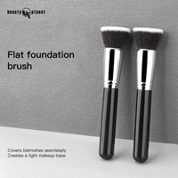 Pinceau de maquillage plat pour fond de teint argenté Beauty Planet, vente en gros, marque privée, pinceau unique en bois pour fond de teint et anticernes