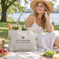 Sac fourre-tout en toile brodé tendance avec broderie personnalisée et poignées extra larges pour les magasins universitaires