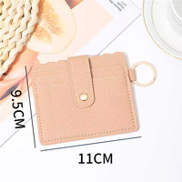 Porte-cartes et mini-portefeuille unisexe en cuir PU, fin et élégant, avec porte-clés ATM en métal, pour cartes d'identité et de crédit, idéal pour hommes et femmes d'affaires, tendance et populaire