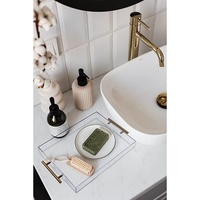 Jihong – Ensemble de plateaux jetables en acrylique de luxe moderne, transparents, carrés, avec poignée dorée, design multifonctionnel