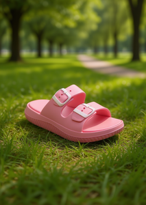 Sandali Unisex in EVA con Doppia Cinturino, Misura 27, Comodi, Tacco Piatto, Colore Rosa - Product Image 2