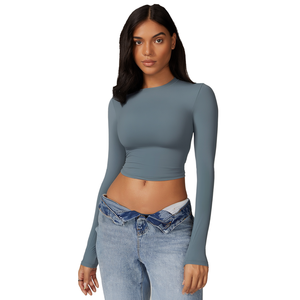 Slim Fit Printed Women's Short <b>Sleeve</b> Crop Top With Stand Collar Boxy Style Terry Fabric Spring Autumn Street Wear <b>T</b>-<b>Shirt</b> - Product Image 1