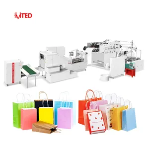 Máquina de fabricación de bolsas de papel con mango retorcido para embalaje multifuncional y automático completo, para hacer bolsas de transporte