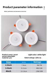 Hiện đại sang trọng PIR <span class=keywords><strong>Led</strong></span> Downlight Radar âm thanh điều khiển ánh sáng thông minh hành lang IP44 nhôm đèn cơ thể chuyển động phòng khách SAA - Product Image 2