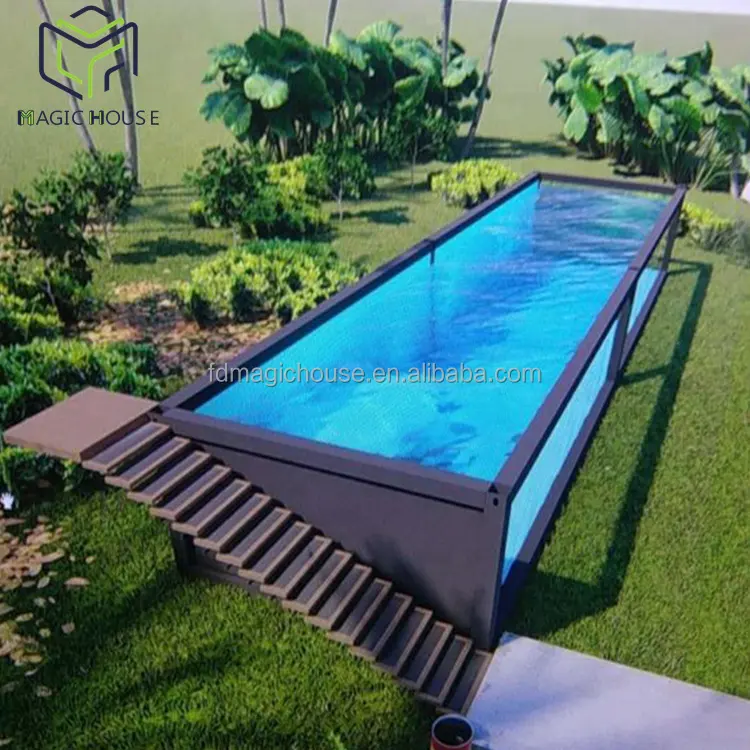 Sihirli ev en kaliteli özel ucuz 20ft ve 40 feet kargo konteyneri yüzme havuzu arka bahçesinde