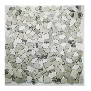 Gạch Mosaic đá tự nhiên đá cẩm thạch tường gạch Bianco Carrara mix II Pebble đá cẩm thạch mosaici mosaico