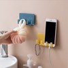 Adhesive Mobile Phone Charging Holder Wall Mount 4 Hook Storage Rack Multi Functional Organizer For Home Office Use - Product Image 5
