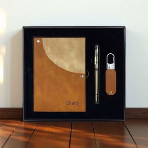 Ensemble cadeau d'affaires promotionnel, carnet A5 dans un coffret cadeau, stylo à bille en métal, porte-clés - pour cadeaux d'entreprise - Product Image 4