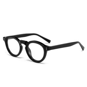 ファッション男性女性用ラウンド眼鏡フレームアンチブルーライト眼鏡光学小型眼鏡ビンテージ読書眼鏡TR90 - Product Image 6