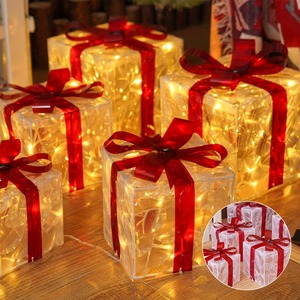 Boîte cadeau de Noël à <span class=keywords><strong>LED</strong></span>, décorative, fonctionnant sur piles, avec lumière à motif dimmable pour arbre de Noël, pelouse, festival, célébration, accessoire de décoration - Product Image 2