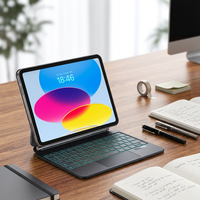 Nueva Funda con Teclado Magnético para iPad A16 Modelo 2025, Inalámbrica, Retroiluminación de 7 Colores, Ultra Delgada y Económica