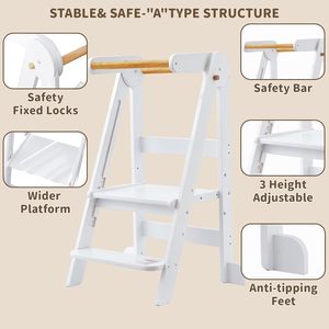Katlanabilir yürümeye başlayan kule 3-ayarlanabilir yükseklik Montessori ayakta dışkı 1-6 yıl çocuklar mutfak yardımcısı - Product Image 2