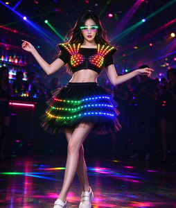 Costume Tutu LED RGB Luminoso per Donne, Outfit da Palcoscenico con Occhiali Luminosi, <span class=keywords><strong>Abito</strong></span> per Spettacoli in Discoteca e Carnevale - Product Image 3