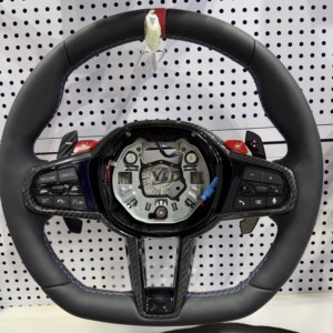 Volante Deportivo de Cuero para Automóvil Compatible con F30 F32 F10 F20 F07 F01 E46 E60 E90 M3 M4 M5 <span class=keywords><strong>M7</strong></span>, Volante de Fibra de Carbono con LED - Product Image 5