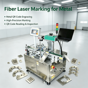 Machine industrielle automatique de marquage et de contrôle visuel pour pièces métalliques, gravure laser permanente de codes-barres et vérification QR en ligne - Product Image 1